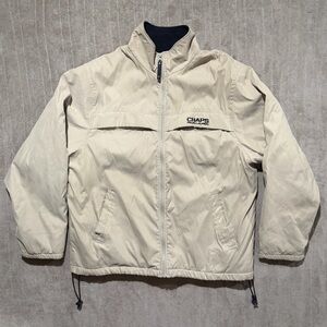 Vintage CHAPS Ralph Lauren Jacket 90s Men's Windbreaker Large Tan Beige Preppy